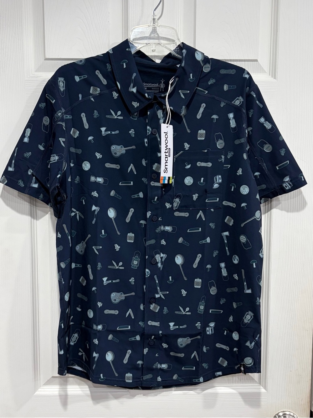 SmartWool Men's Medium Everyday Gone Camping Button-Down Shirt Blue NWT